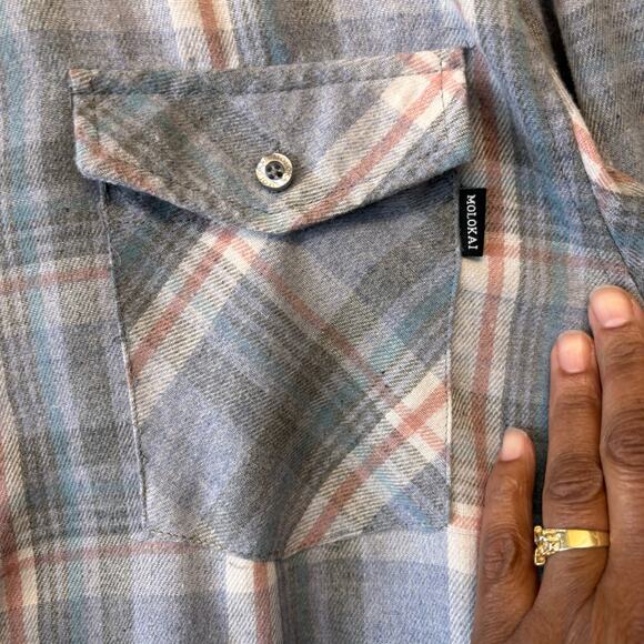 Molokai Surf Co Shirt Soft Button Plaid Outdoors Skater Comfy Casual Preppy - Picture 9 of 10